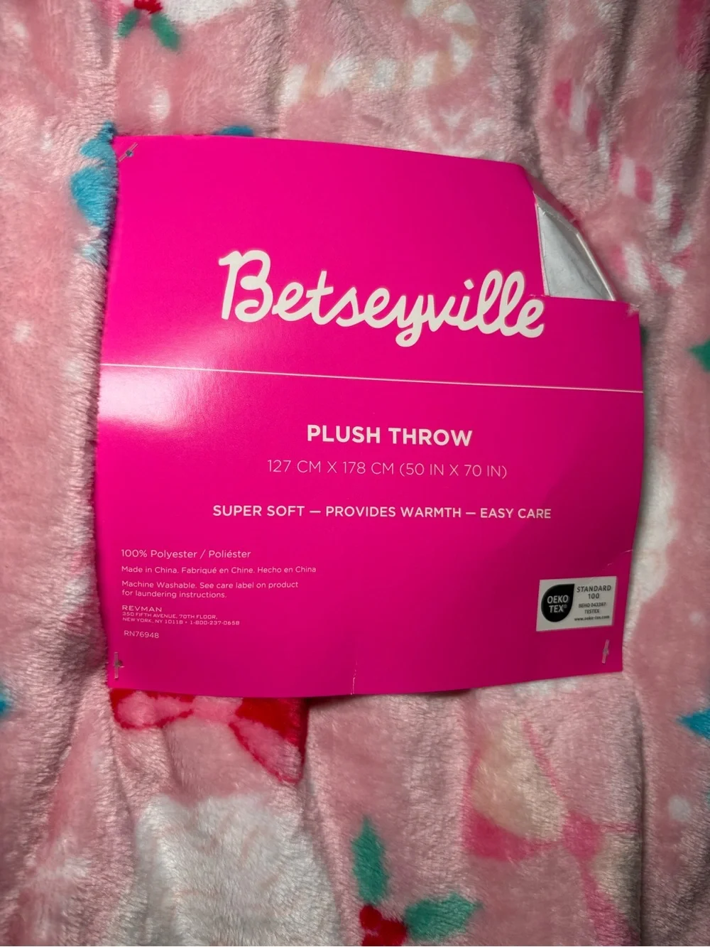 🎅 Betseyville Pink Christmas Themed Plush Throw Blanket - Santa Pattern